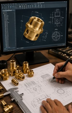 Tailored CAD Blueprint Precision Turned Brass Parts - Khodal Impex