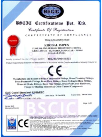 CE Certificate of Compliance - Khodal Impex